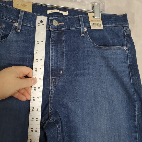 Levi's Womens Classic Straight Mid Rise Hypersoft Denim Blue Jeans 16M (W33 L30) - Picture 11 of 14